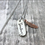 SOAR CHUNKY PEWTER NECKLACE WITH FEATHER