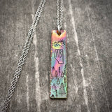 FLAME PAINTED ALBERTA MOUNTAIN SCENE NECKLACE